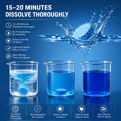 TYIIPRO™ 50-Pack Windshield Washer Fluid Concentrate Tablets – Portable Wiper Cleaning Tablets