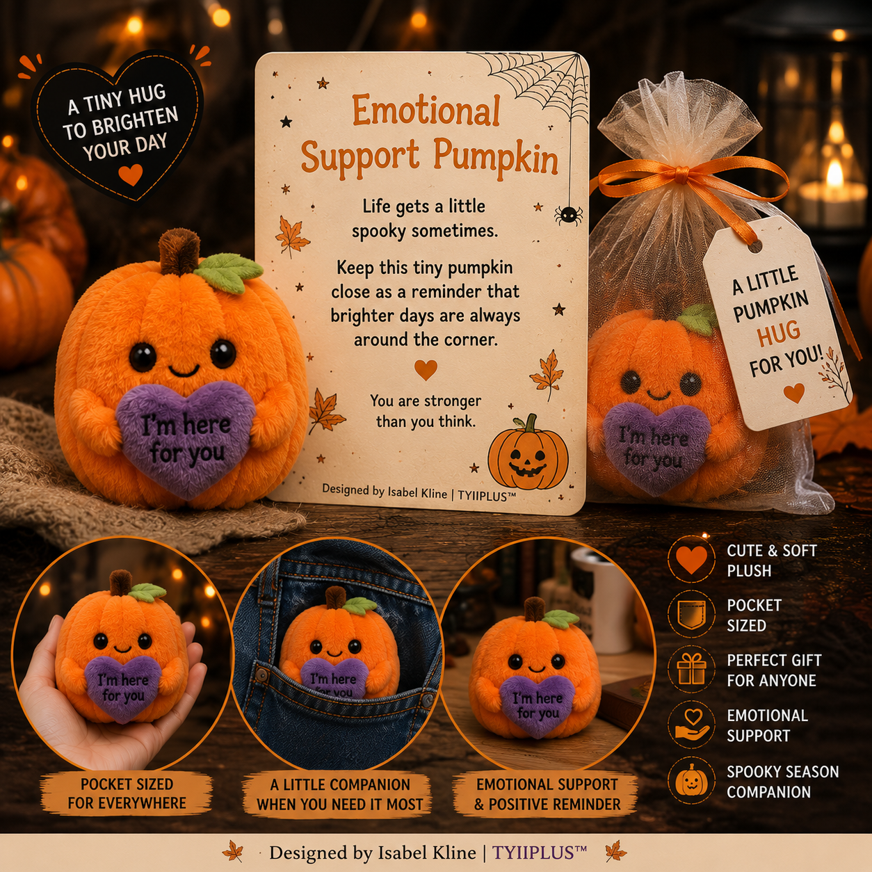Halloween Pocket Hug™ Plush | Witch Frog & Emotional Support Pumpkin | Designed by Isabel Kline
