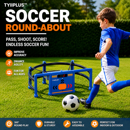 Soccer Round-About Interactive Soccer Training Game with Auto Scoring, LED Lights & Projector – Indoor & Outdoor Soccer Toy for Kids