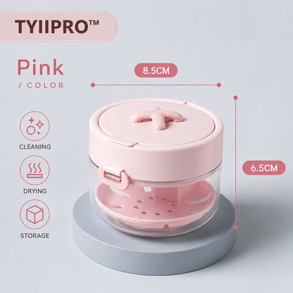 TYIIPRO™ 3-in-1 Retainer Cleaner Case with Drain Tray, Mirror & Cleaning Brush