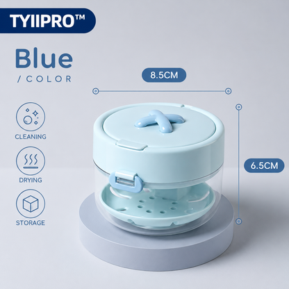 TYIIPRO™ 3-in-1 Retainer Cleaner Case with Drain Tray, Mirror & Cleaning Brush