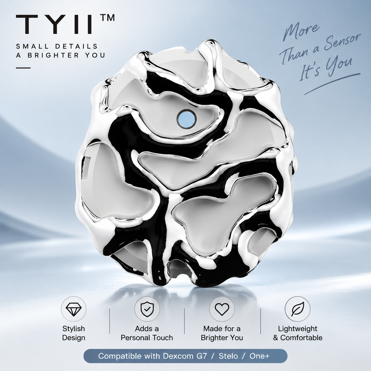 TYII™ Decorative CGM Sensor Covers – Stylish Protective Covers Compatible with Dexcom G7, Stelo & One+