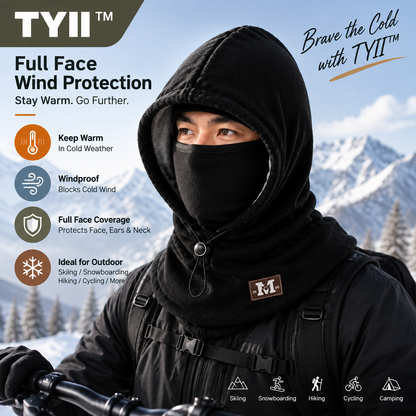 TYII™ 3-in-1 Fleece Balaclava Hood – Windproof Full Face Cover, Neck Gaiter & Winter Ski Mask