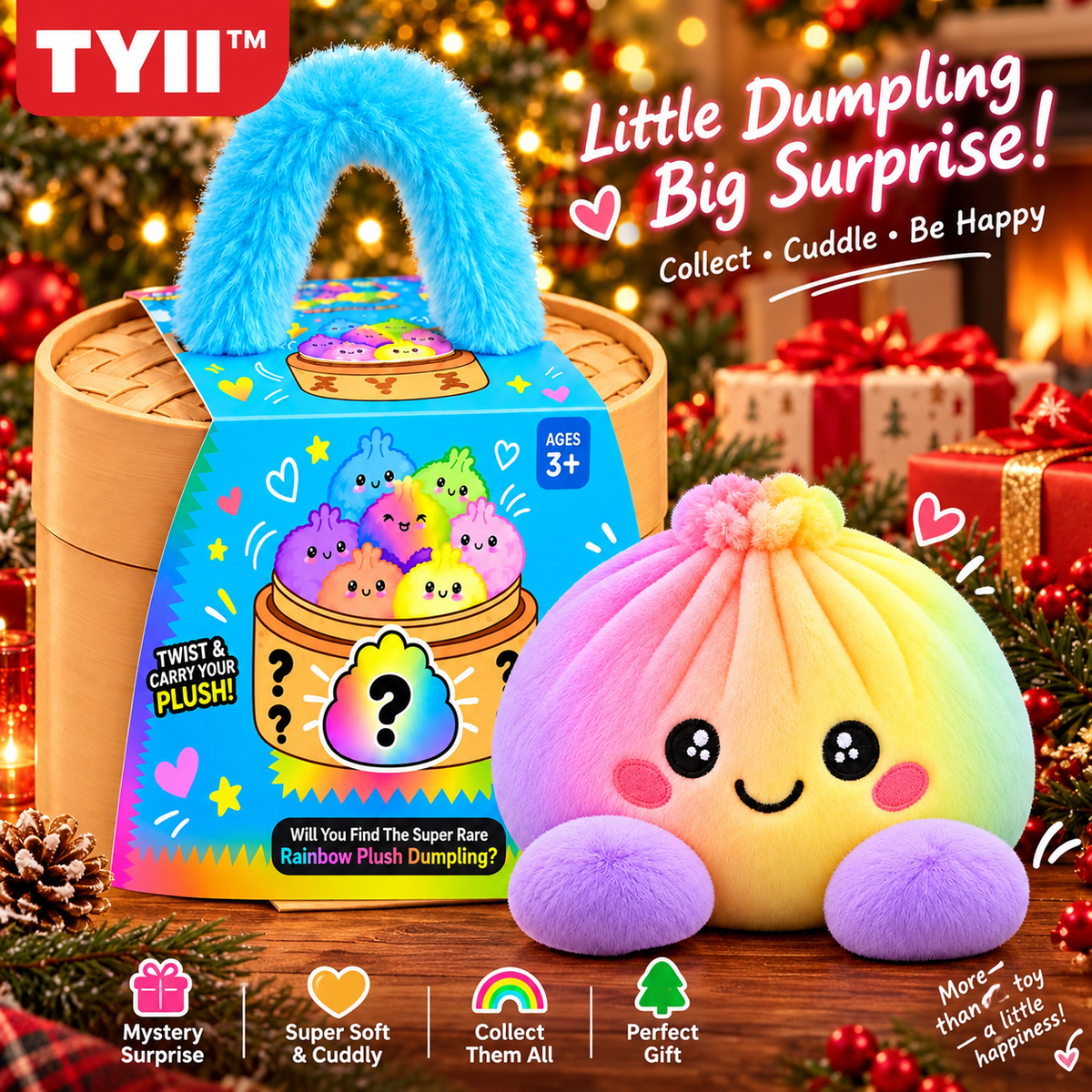 TYII™ Mystery Plush Dumpling – Surprise Collectible Soft Toy with Steamer Basket Gift Box