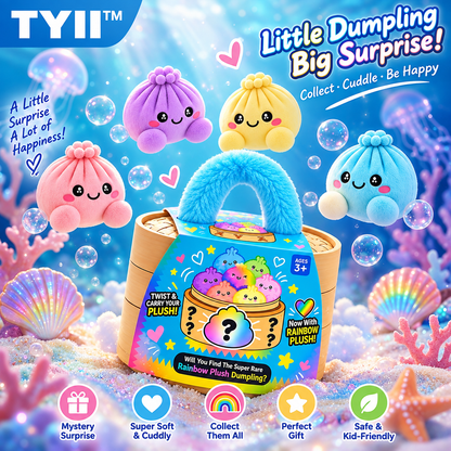 TYII™ Mystery Plush Dumpling – Surprise Collectible Soft Toy with Steamer Basket Gift Box