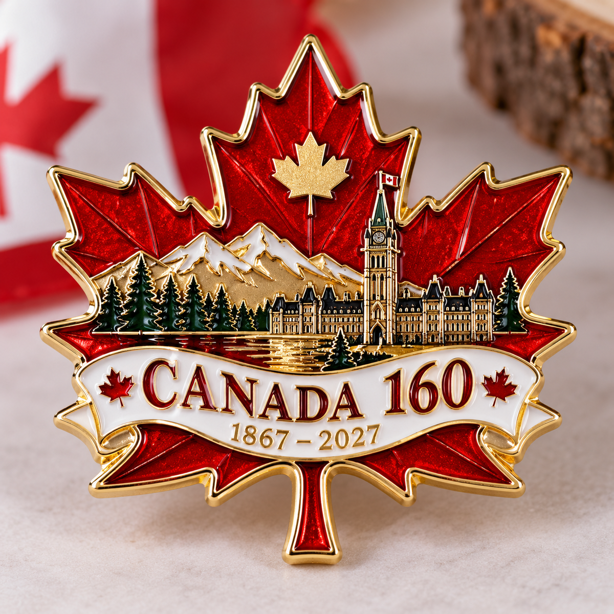 TYII™ Canada 160 Commemorative Pin – 1867–2027 Maple Leaf Anniversary Keepsake