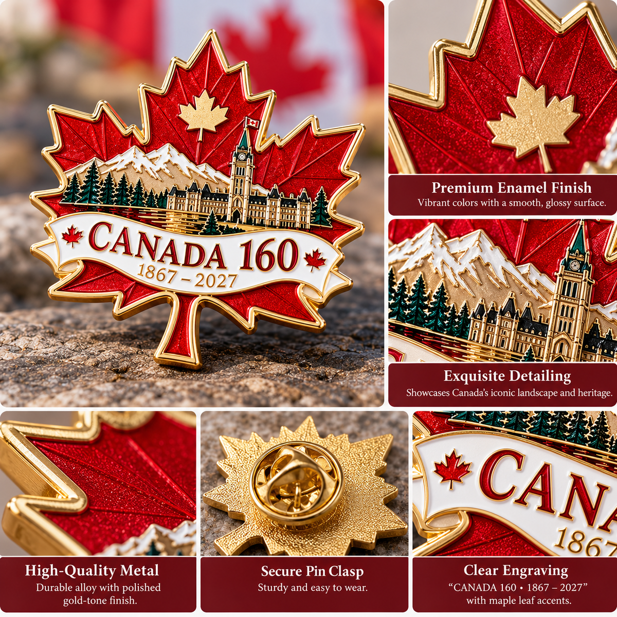 TYII™ Canada 160 Commemorative Pin – 1867–2027 Maple Leaf Anniversary Keepsake