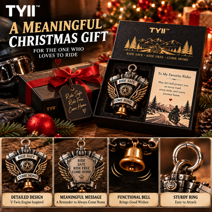 TYII™ V-Twin Engine Guardian Bell Gift Set – Ride Safe Come Home Motorcycle Bell, Meaningful Gift for Bikers