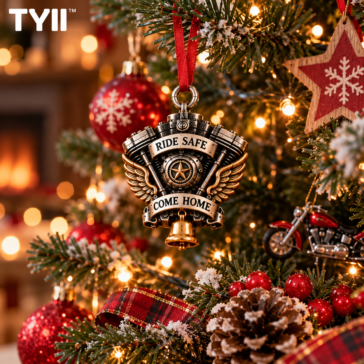 TYII™ V-Twin Engine Guardian Bell Gift Set – Ride Safe Come Home Motorcycle Bell, Meaningful Gift for Bikers