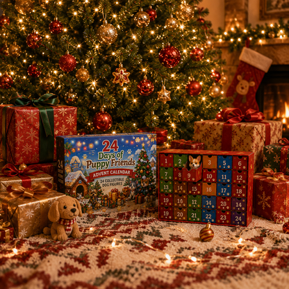 TYIIPRO™ 24 Days of Puppy Friends Advent Calendar – 24 Collectible Dog Figures Christmas Countdown Gift for Kids