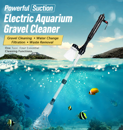 Electric Aquarium Gravel Cleaner – 4-in-1 Battery-Powered Gravel Vacuum