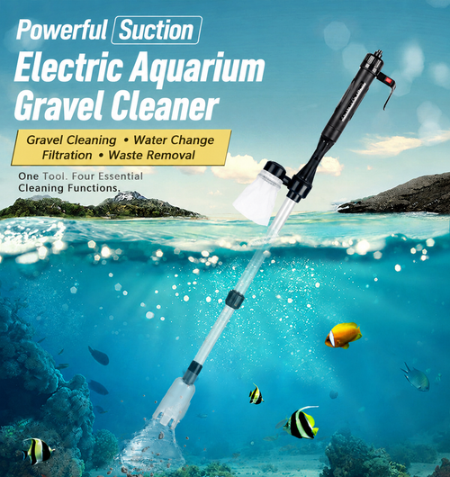 Electric Aquarium Gravel Cleaner – 4-in-1 Battery-Powered Gravel Vacuum