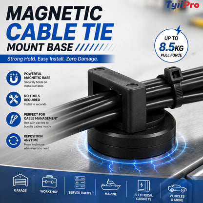 Magnetic Cable Tie Mount Base - Heavy-Duty Magnetic Zip Tie Mounts for Fast & Flexible Cable Management