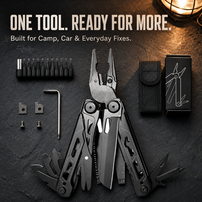 TYIIPRO™ 28-in-1 Multitool with Large Scissors | Compact Outdoor Tool for Camping & Repairs