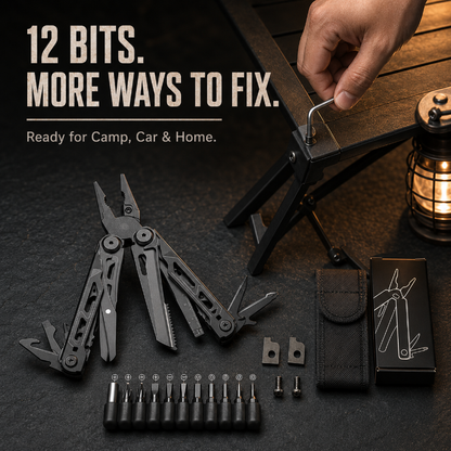 TYIIPRO™ 28-in-1 Multitool with Large Scissors | Compact Outdoor Tool for Camping & Repairs