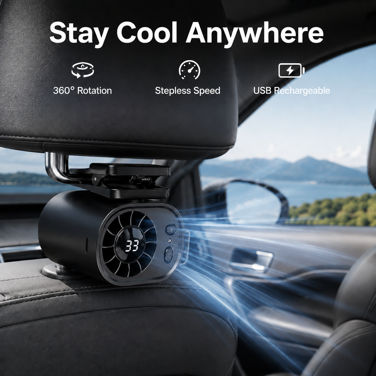 ❄️TYIIPRO™ 199-Speed USB Rechargeable Clip-On Fan – Portable, Strong Clamp, Long-Lasting Battery for Car, Desk & Travel