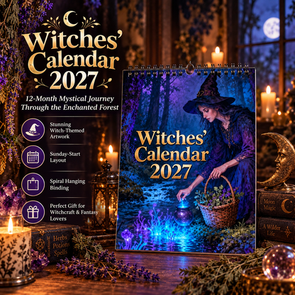 Witches’ Calendar 2027 Wall Calendar – 12-Month Mystical Witch Calendar, Enchanted Forest Hanging Wall Planner for Wicca, Witchcraft & Magic Lovers