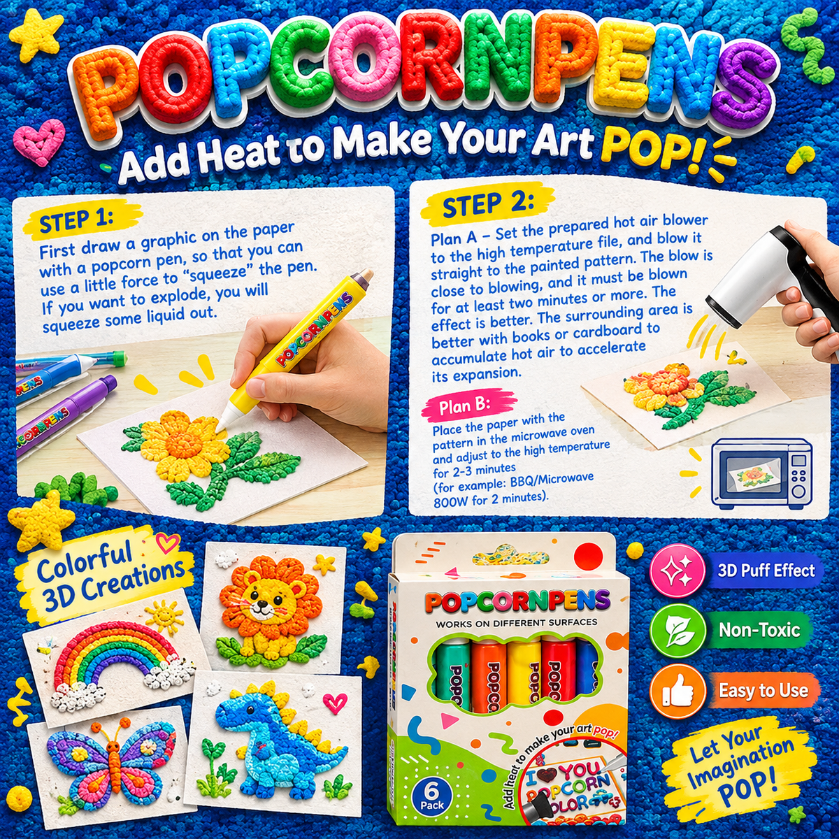 🖍️ Magic Puffy Bubble Pens – Heat-Activated 3D Art Markers for Kid