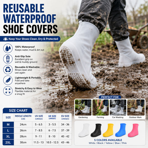 🌧️ Tyiipro™ Heavy-Duty Non-Slip Reusable Waterproof Shoe Covers – Keep Shoes Clean & Dry