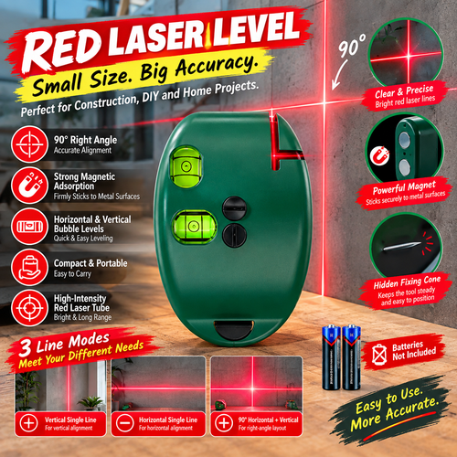 90° Red Laser Level – 20M Self-Leveling Line Laser for Construction & DIY