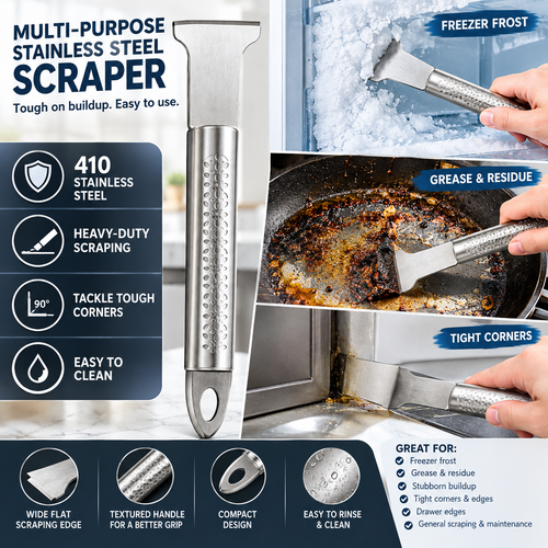 Multi-Purpose Stainless Steel Scraper – Heavy-Duty Ice & Grease Removal Tool