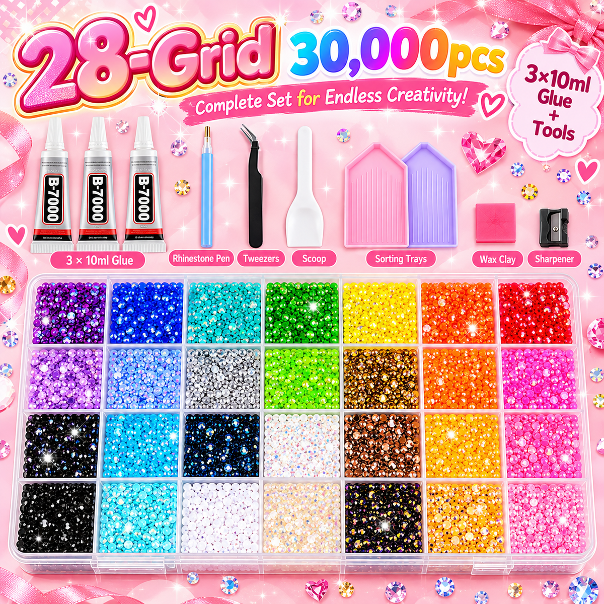 Rhinestone Bedazzling Craft Kit – All-in-One Set with Resin Rhinestones & Tools for DIY Nail Art & Crafts