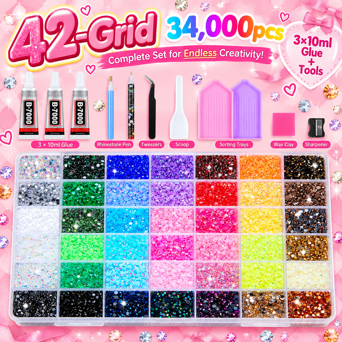 Rhinestone Bedazzling Craft Kit – All-in-One Set with Resin Rhinestones & Tools for DIY Nail Art & Crafts
