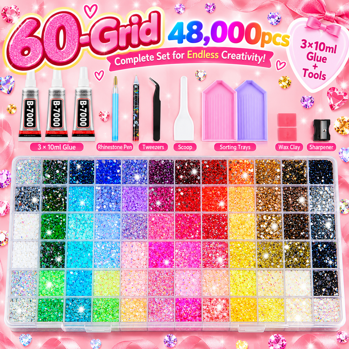 Rhinestone Bedazzling Craft Kit – All-in-One Set with Resin Rhinestones & Tools for DIY Nail Art & Crafts