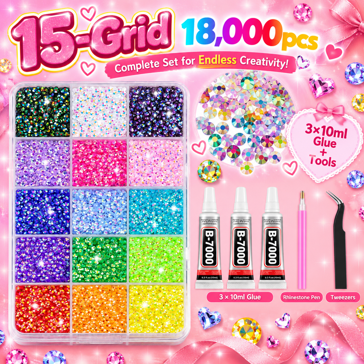 Rhinestone Bedazzling Craft Kit – All-in-One Set with Resin Rhinestones & Tools for DIY Nail Art & Crafts