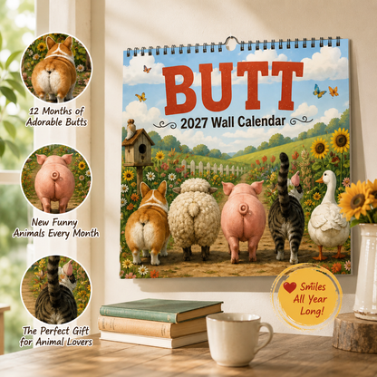 🍑🐾 BUTT Seriously… 2027 Funny Animal Wall Calendar