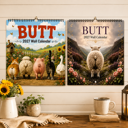 🍑🐾 BUTT Seriously… 2027 Funny Animal Wall Calendar
