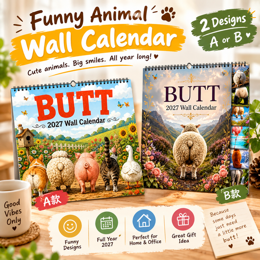 🍑🐾 BUTT Seriously… 2027 Funny Animal Wall Calendar