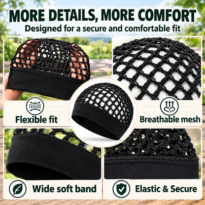 TYIIPRO™ 3-Piece Stretchy Satin-Style Sleeping Cap Set – Wide-Edge Protective Hair Bonnets for Nighttime Hair Care
