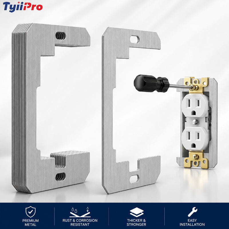 TYIIPRO™ Wall Plate Spacers for Electrical Outlets – Heavy-Duty Metal Outlet Leveling Plates for Loose, Recessed & Crooked Boxes