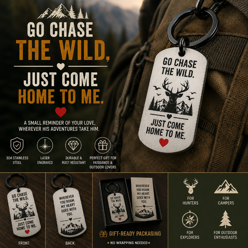 TYIIPRO™ Hunter's Code Stainless Steel Keychain – Deer Hunting Keyring Gift for Hunters & Outdoor Lovers