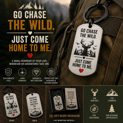 TYIIPRO™ Hunter's Code Stainless Steel Keychain – Deer Hunting Keyring Gift for Hunters & Outdoor Lovers