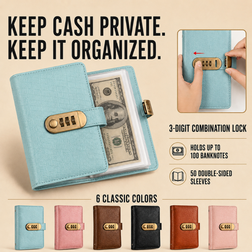 TYIIPRO™ Cash Savings Binder with Combination Lock – Large Capacity Money Organizer & Secure Cash Storage Book