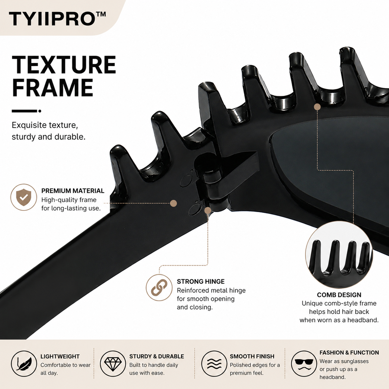 2026 2-in-1 Sunglasses Headband – Hair-Holding Comb Shades