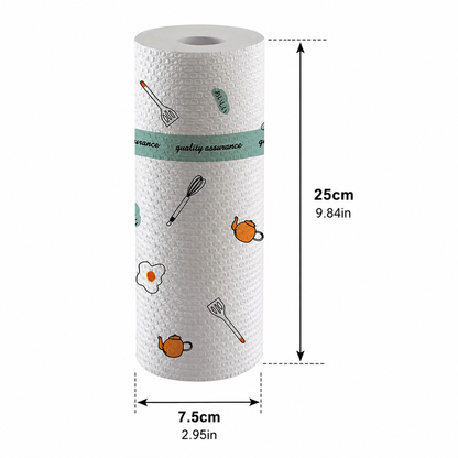TYIIPRO™ 50-Piece Reusable Paper Towel Roll – Washable Tear-Off Kitchen Cleaning Cloths