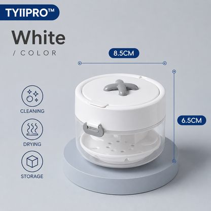 TYIIPRO™ 3-in-1 Retainer Cleaner Case with Drain Tray, Mirror & Cleaning Brush