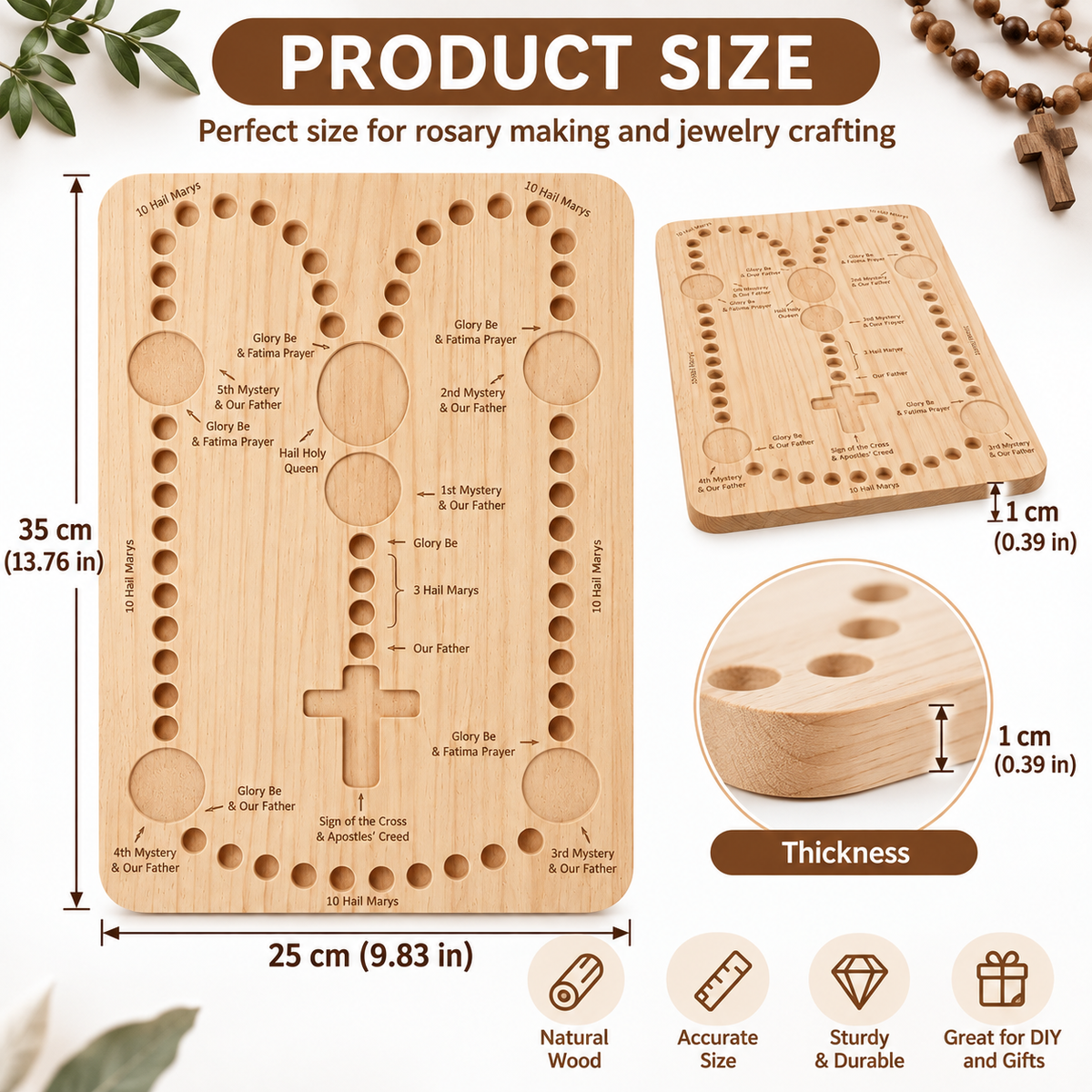 TYII™ Wooden Rosary Bead Board – Prayer Beading Tray for Rosary, Bracelet & Necklace Making