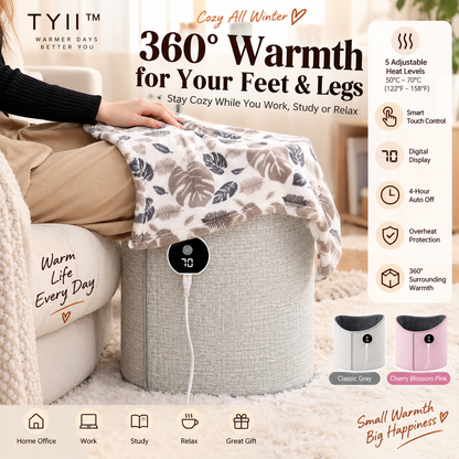 TYII™ 360° Electric Foot & Leg Warmer – 5-Level Under Desk Heater with Digital Display