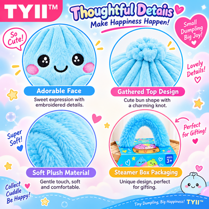 TYII™ Mystery Plush Dumpling – Surprise Collectible Soft Toy with Steamer Basket Gift Box