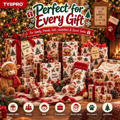 TYIIPRO™ Christmas Wrapping Paper – Cute & Funny Holiday Gift Wrap, 6 Festive Designs