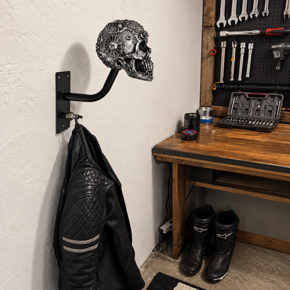 TYIIPRO™ Skull Motorcycle Helmet Holder – Punk Skull Wall Mount Rack for Helmets, Jackets & Garage Decor