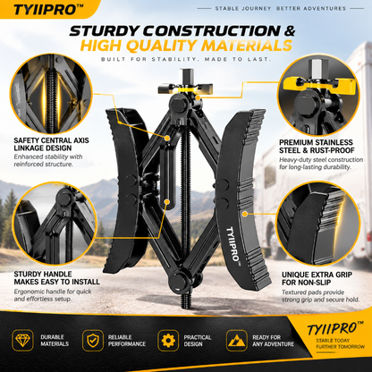 TYIIPRO™ RV Tire Stabilizer – X-Shaped Dual Tire Chock for Travel Trailers, Motorhomes & Campers
