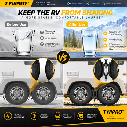 TYIIPRO™ RV Tire Stabilizer – X-Shaped Dual Tire Chock for Travel Trailers, Motorhomes & Campers
