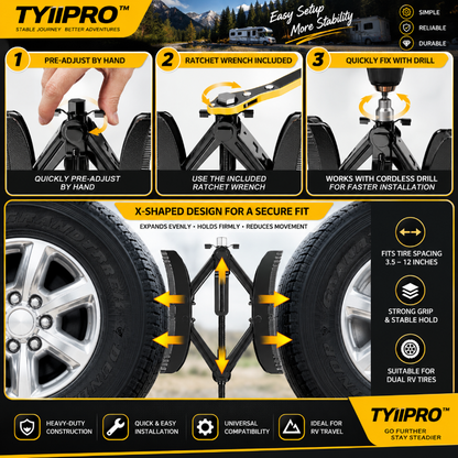 TYIIPRO™ RV Tire Stabilizer – X-Shaped Dual Tire Chock for Travel Trailers, Motorhomes & Campers