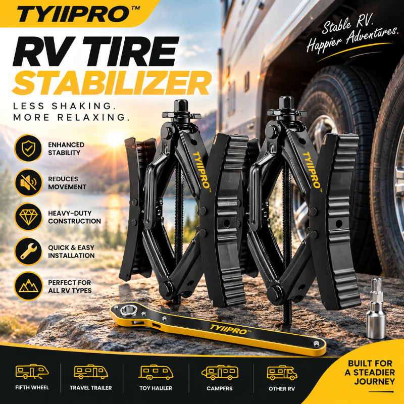 TYIIPRO™ RV Tire Stabilizer – X-Shaped Dual Tire Chock for Travel Trailers, Motorhomes & Campers
