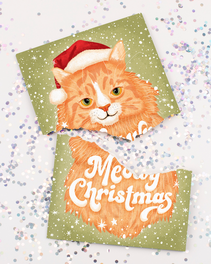 TYII™ Endless Meowing Christmas Card – Nonstop Musical Cat Prank Greeting Card with Glitter Surprise